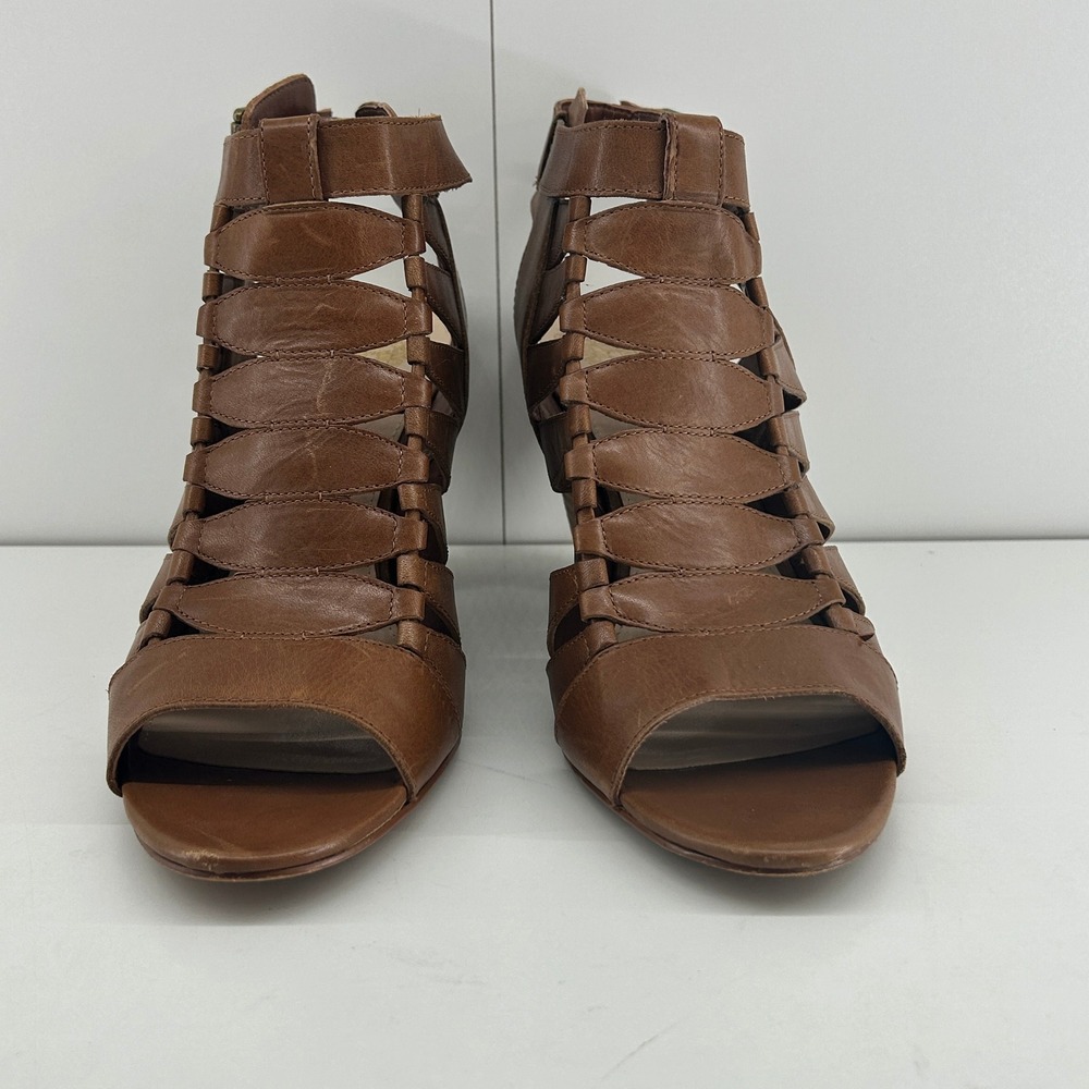 Vince Camuto Elika Tan Brown Leather Cage Gladiator Sandals Heels Size 10M 40